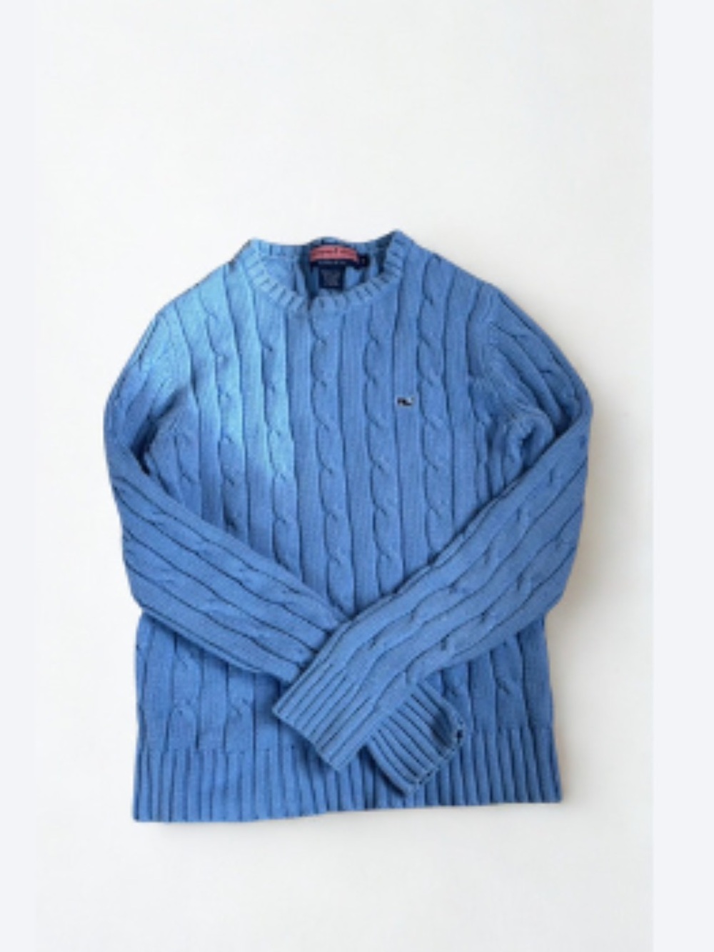 Vineyard Vines Light Blue Cable Knit Crewneck Sweater